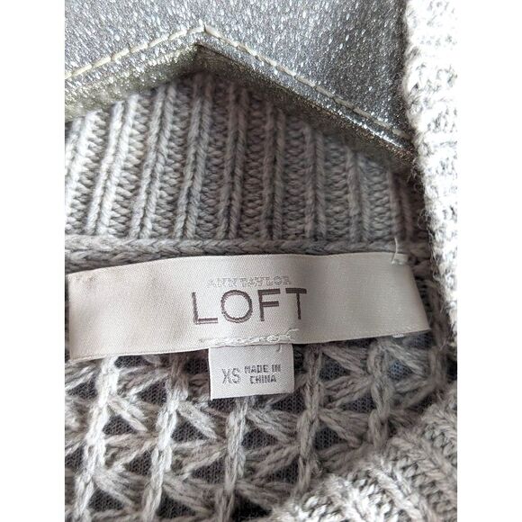 ANN TAYLOR LOFT Waffle Knit Kangaroo Pocket Oversized Dolman Sweater XS - Picture 5 of 6